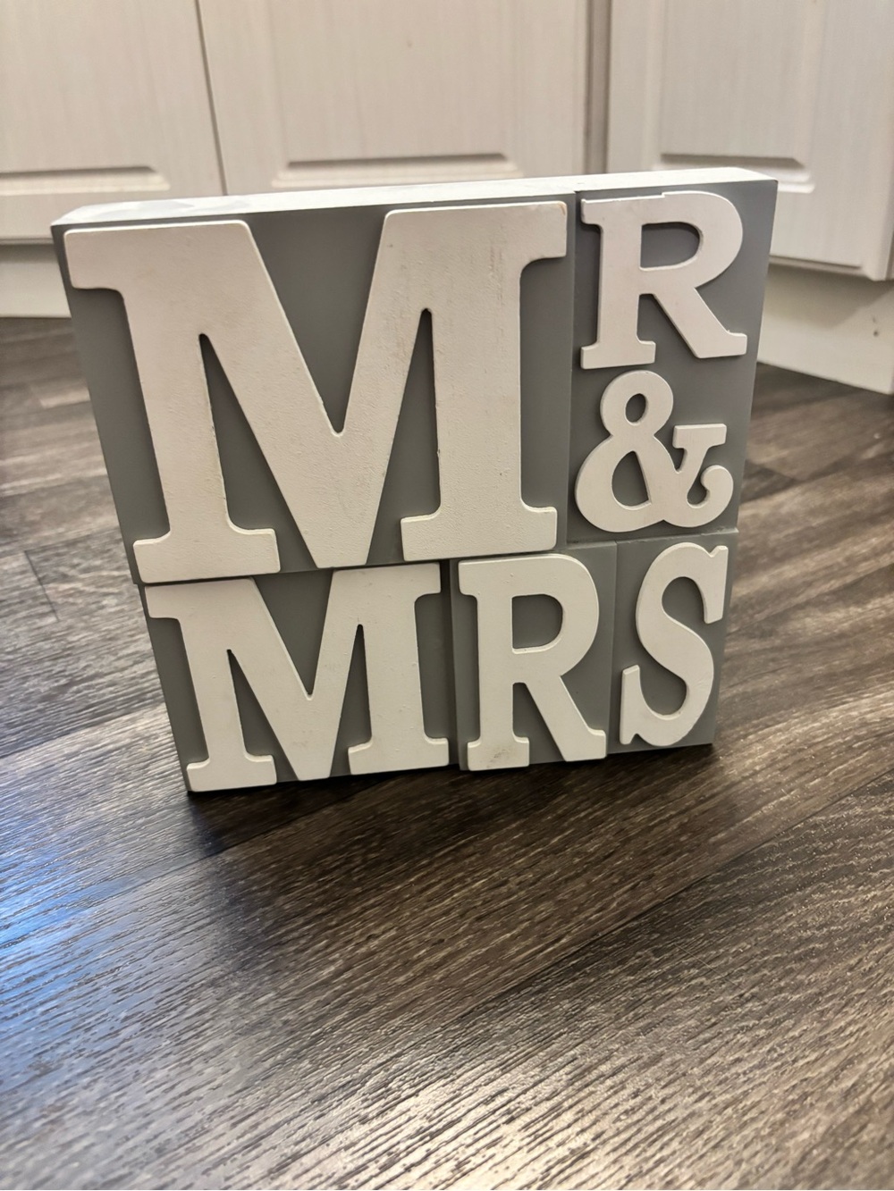 3/$20 | MR & MRS Decorative Plaque - White Letters on Gray - Picture 3 of 7